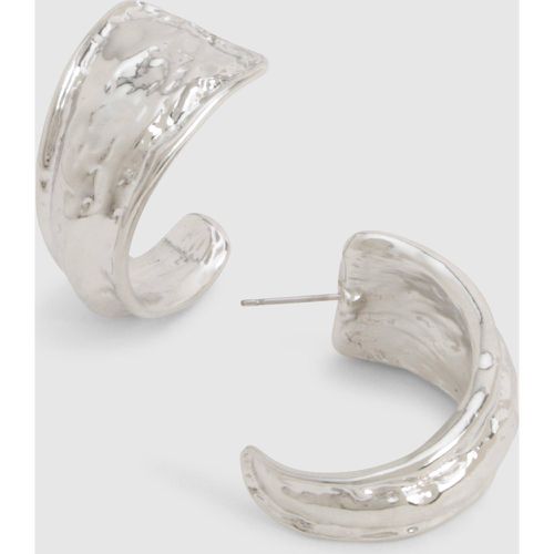 Silver Molten Hoop Earrings, Grigio - boohoo - Modalova