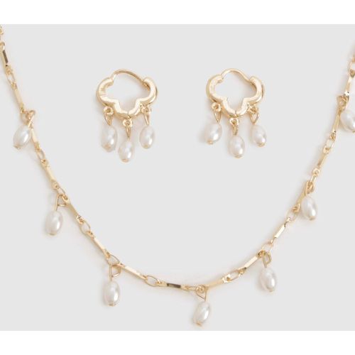 Pearl Detail Hoop Earrings & Necklace Multipack - boohoo - Modalova