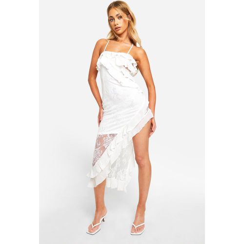Lace Frill Asymmetric Midaxi Dress - boohoo - Modalova