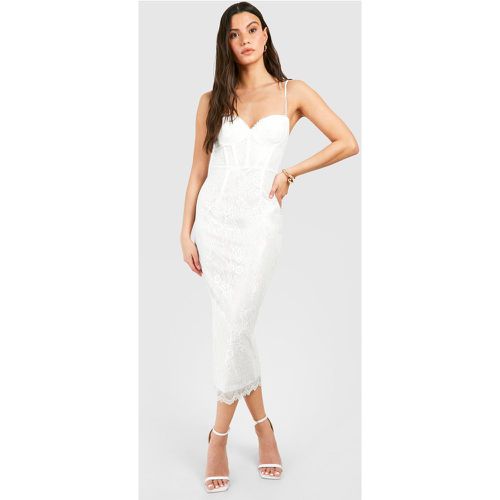 Lace Corest Midi Dress, Bianco - boohoo - Modalova