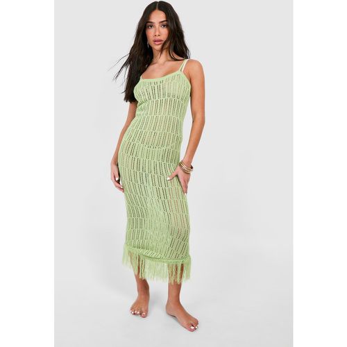 Petite Crochet Frayed Hem Beach Dress - boohoo - Modalova