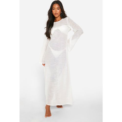 Vestito maxi da mare a maniche lunghe con spacco alla coscia - boohoo - Modalova