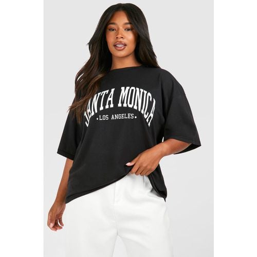 T-shirt Plus Size oversize con scritta Santa Monica - boohoo - Modalova