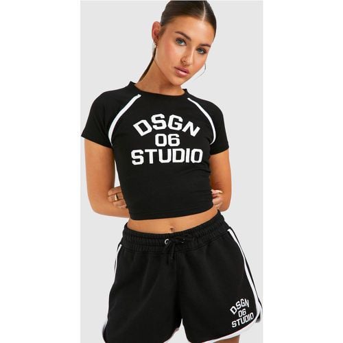 Set T-shirt sagomata con cordoncino & pantaloncini Dsgn Studio - boohoo - Modalova