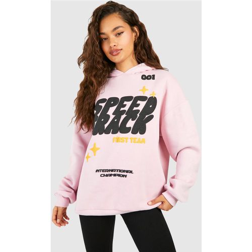 Sudadera Oversize Con Capucha Y Eslogan Speed ​​Track En Relieve - boohoo - Modalova