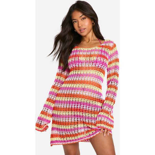 Vestido Petite Para La Playa De Punto Con Rayas - boohoo - Modalova