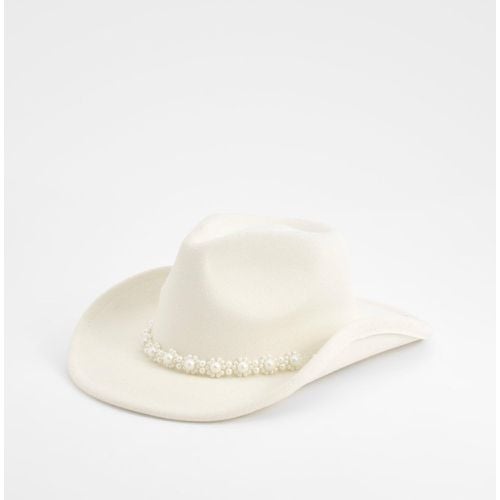 Sombrero Vaquero Estilo Western Con Perlas - boohoo - Modalova