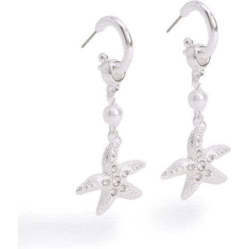 Silver Starfish Drop Earrings, Gris - boohoo - Modalova