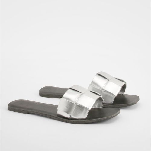 Woven Slip On Flat Sandals, Grigio - boohoo - Modalova