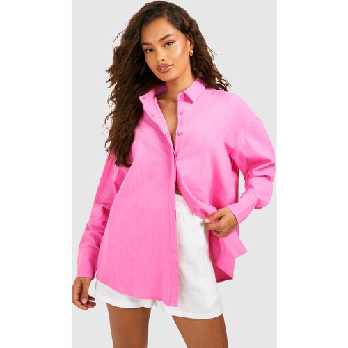 Camicia oversize in lino, Pink - boohoo - Modalova