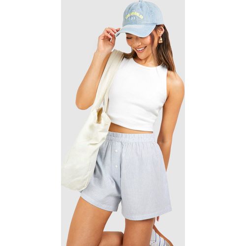 Linen Pinstripe Short, Azzurro - boohoo - Modalova