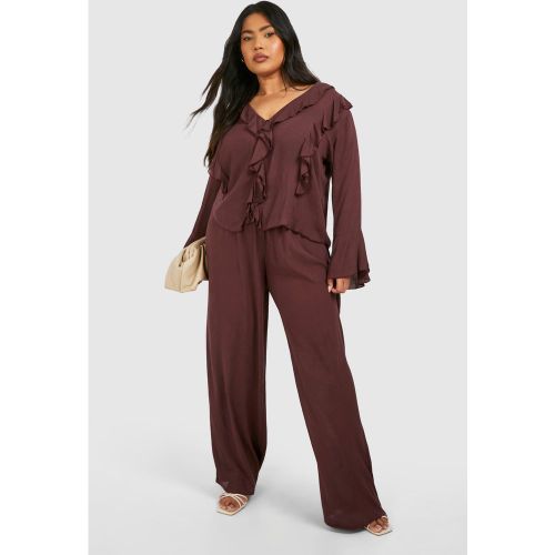 Pantaloni Plus Size a gamba ampia effetto crespo - boohoo - Modalova