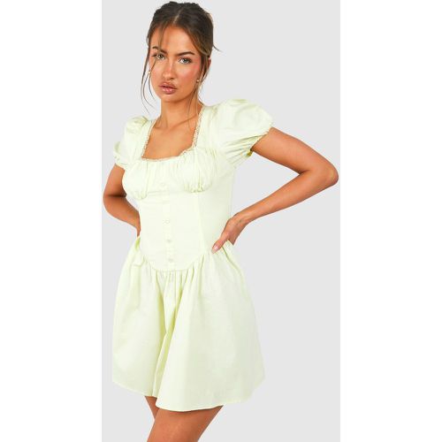 Vestido Mini Estilo Mesonera Con Mangas Abullonadas - boohoo - Modalova