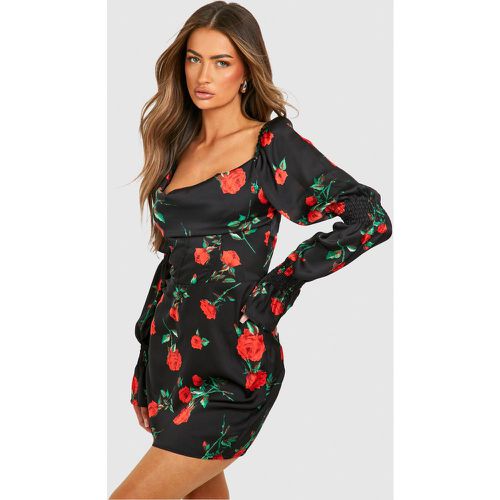 Vestido Mini Estilo Corsé Con Estampado De Rosas - boohoo - Modalova