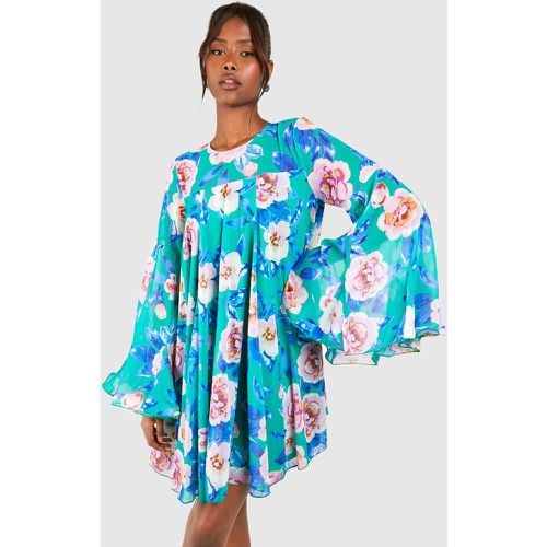 Vestido Holgado Plisado Con Estampado De Flores - boohoo - Modalova