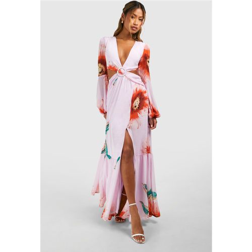 Vestito maxi con stampa a fiori e cut-out - boohoo - Modalova