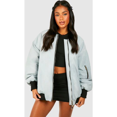 Chaqueta Bomber Oversize De Canalé En Contraste - boohoo - Modalova