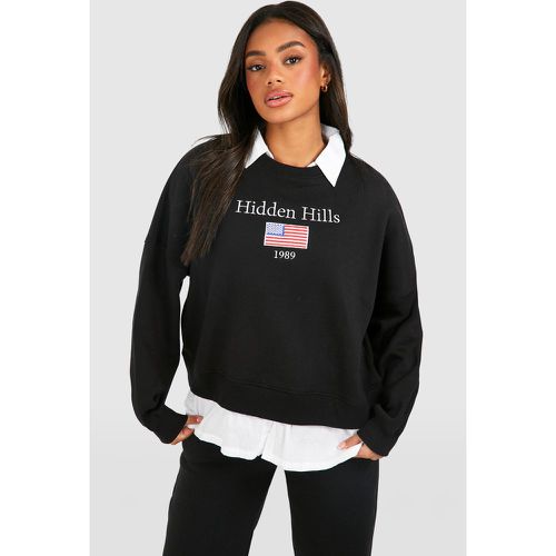 Sudadera Oversize Con Inserción De Popelina Y Eslogan De Hidden Hills - boohoo - Modalova