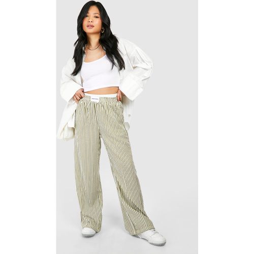 Pantalón Petite Con Raya Diplomática Y Cintura En Contraste - boohoo - Modalova