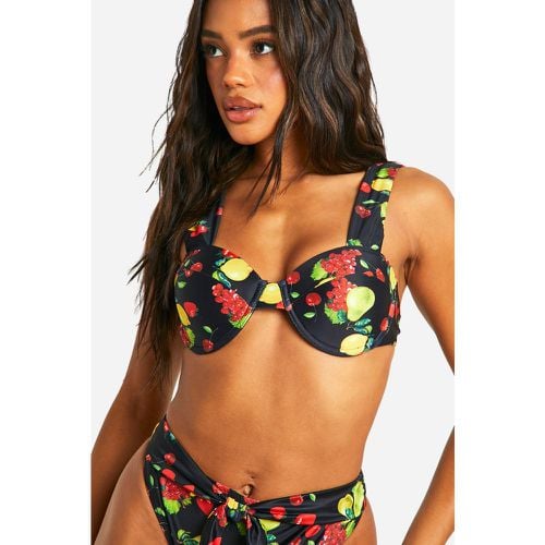 Top bikini con stampa di frutta e ferretto - boohoo - Modalova
