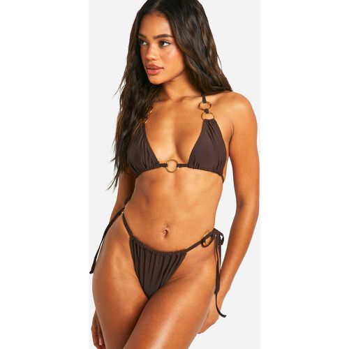 Set bikini a triangolo avvolgente con anello - boohoo - Modalova