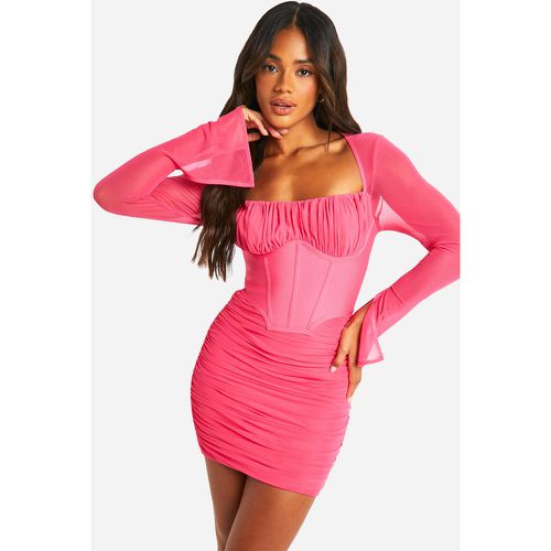 Vestido De Malla Premium Con Mangas Acampanadas - boohoo - Modalova