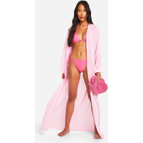 Chiffon Belted Beach Kimono, Pink - boohoo - Modalova