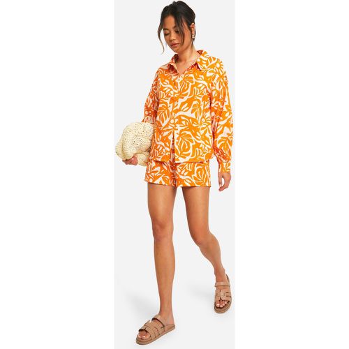 Tropical Printed Shirt, Naranja - boohoo - Modalova