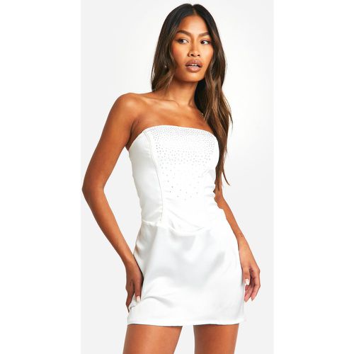 Vestido Mini De Raso Estilo Corsé Con Incrustaciones - boohoo - Modalova