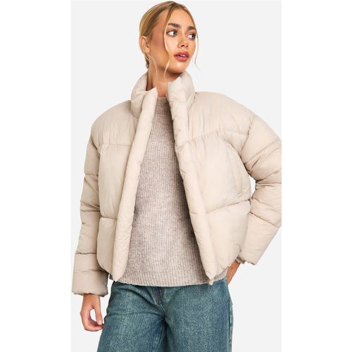 Piumino con collo a imbuto, Beige - boohoo - Modalova