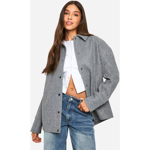 Camisa Chaqueta Oversize Efecto Lana - boohoo - Modalova