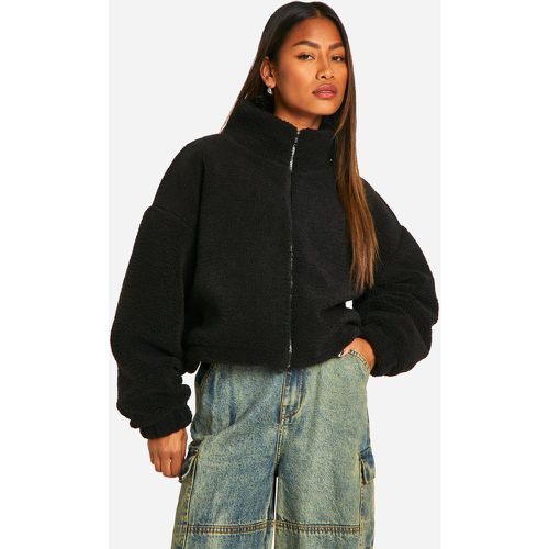 Chaqueta Bomber Recta De Borreguito Sintético - boohoo - Modalova