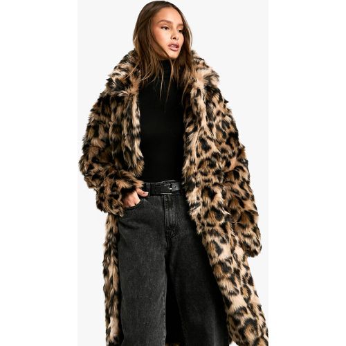 Abrigo De Pelo Sintético Con Estampado De Leopardo - boohoo - Modalova