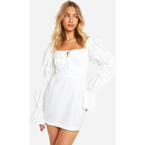 Puff Sleeve Mini Dress, Blanco - boohoo - Modalova