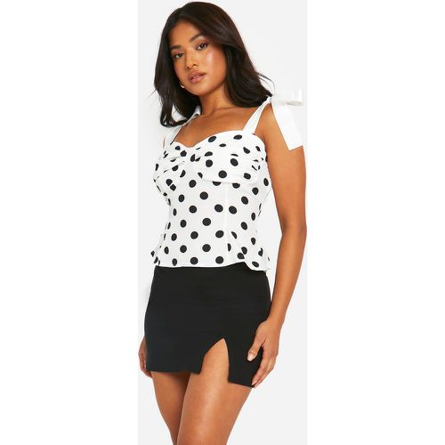 Camisola Petite De Lunares Con Atadura - boohoo - Modalova