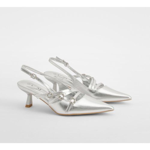 Metallic Buckle Detail Slingback Court Shoes - boohoo - Modalova