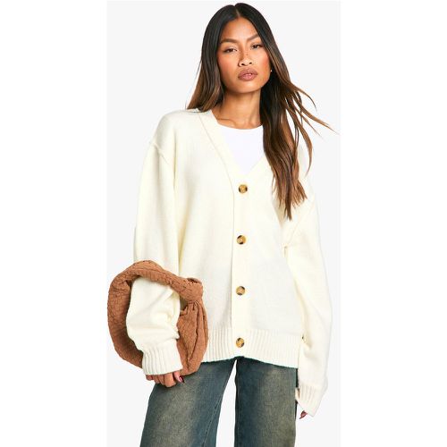 Cardigan oversize in maglia morbida in taglio maschile con cuciture - boohoo - Modalova