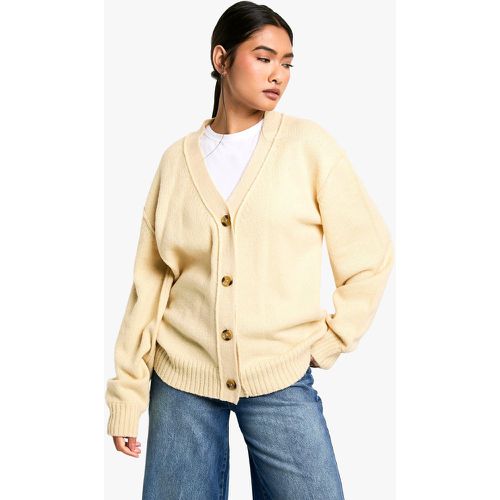 Cárdigan Oversize Boyfriend De Punto Suave Con Detalle De Costuras - boohoo - Modalova