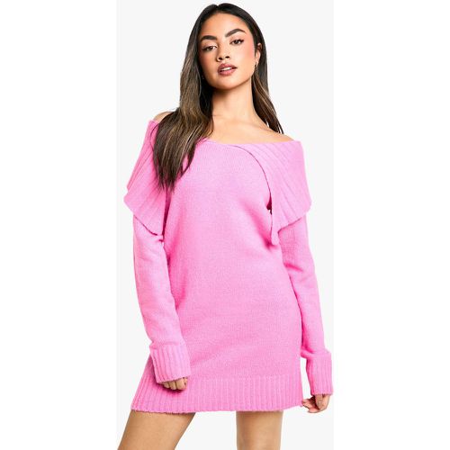 Vestido Jersey Oversize De Punto Suave Con Escote Barco Y Cuello - boohoo - Modalova