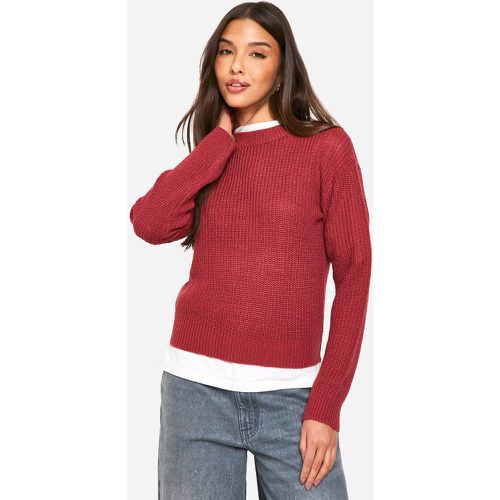 Maglione corto a girocollo Basic - boohoo - Modalova