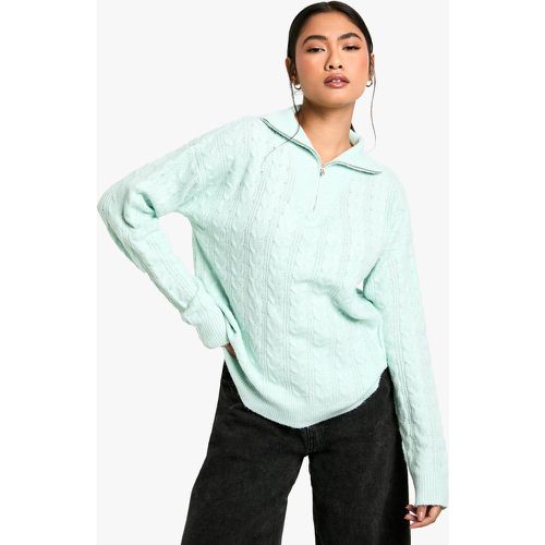 Maglione in maglia intrecciata morbida con collo a imbuto - boohoo - Modalova