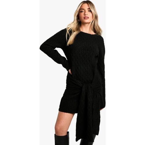 Vestido Mini Oversize De Punto En Ochos Suave Con Atadura - boohoo - Modalova