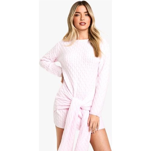 Vestido Mini Oversize De Punto En Ochos Suave Con Atadura - boohoo - Modalova