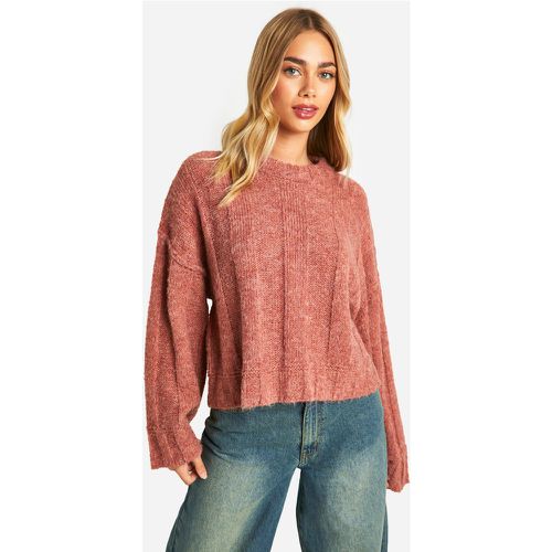 Maglione in maglia morbida a coste ampie con cuciture esposte - boohoo - Modalova