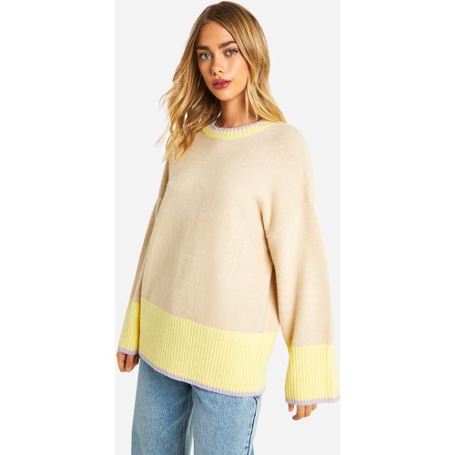 Maglione oversize a blocchi di colore - boohoo - Modalova