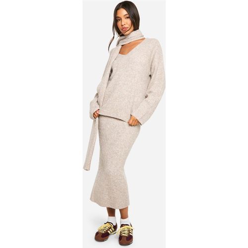 Bufanda Y Jersey Oversize De Punto Suave Con Escote De Pico - boohoo - Modalova