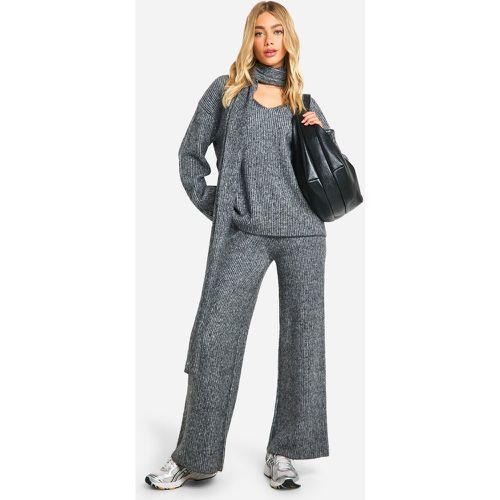 Pantaloni a gamba ampia in maglia morbida con cuciture - boohoo - Modalova