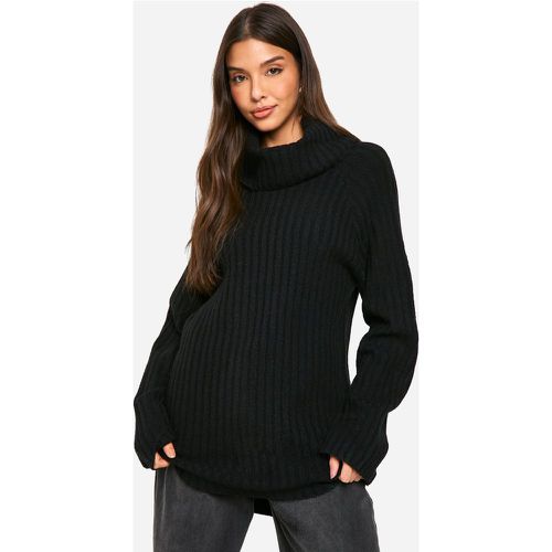 Maglione oversize in maglia a coste con scollo a cappuccio - boohoo - Modalova