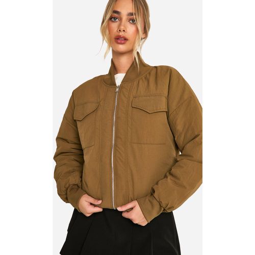 Chaqueta Bomber De Nailon Con Detalle De Canalé - boohoo - Modalova