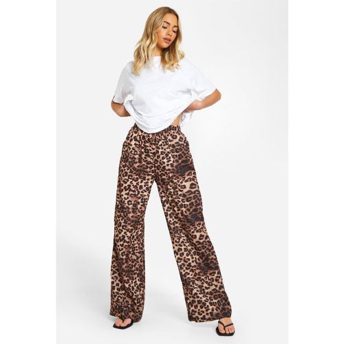 Pantalón De Pernera Ancha Con Atadura En La Cintura Y Estampado De Leopardo - boohoo - Modalova